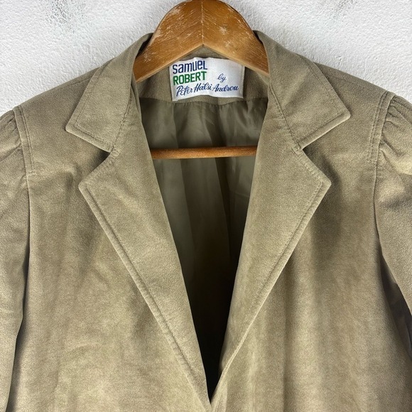 Vintage Samuel Robert by Peter Hatsi Androu Womens 6 Tan Suede‎ Button Up Blazer - Picture 4 of 8